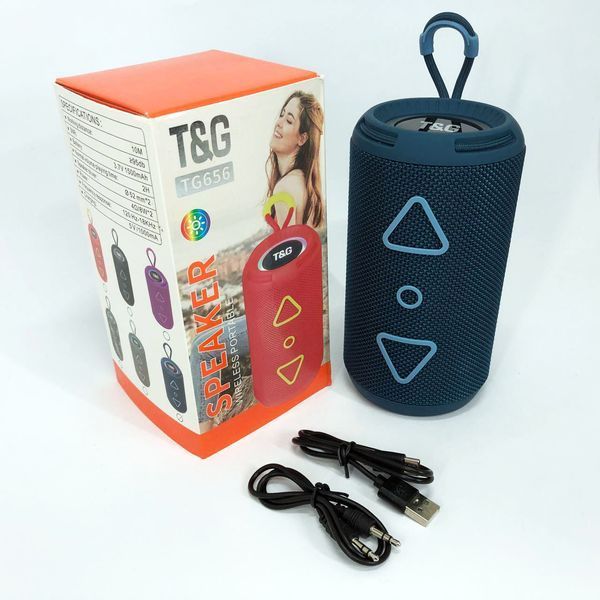 Bluetooth колонка портативна TG656 FM-радіо, потужна переносна акустична колонка. Колір: синій 00017239 фото