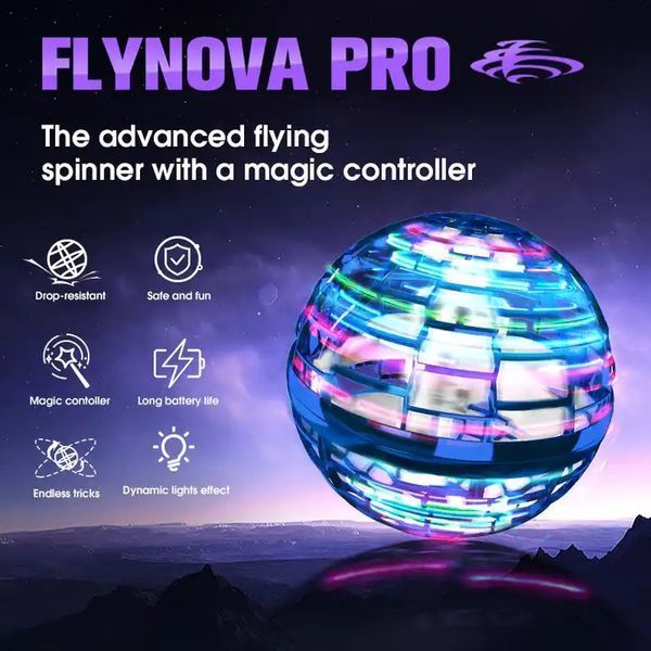 Летающий шар спиннер светящийся FlyNova Pro Gyrosphere игрушка мяч бумеранг, игрушка летающий шар 00015802 фото