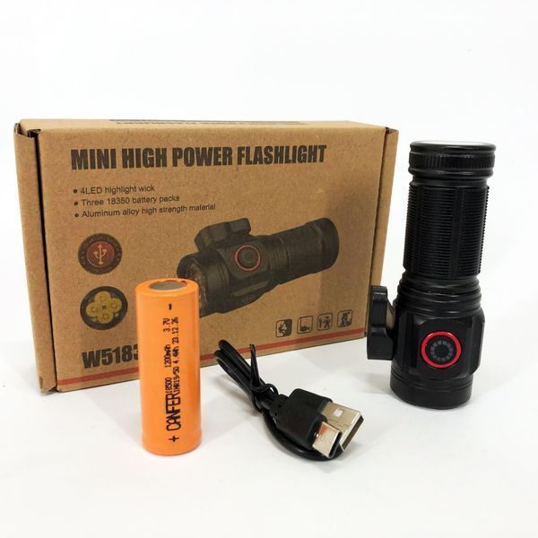 Ручной фонарик W5183-4XHP360, Фонарь ручной мощный, Тактичный фонарь, Карманный мини фонарь 00022951 фото