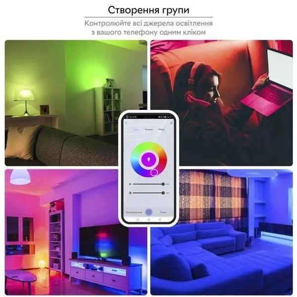 Розумна лампочка tuya smart led wifi смарт лампа e27 rgb color 2700k-6500k 9w 00023745 фото