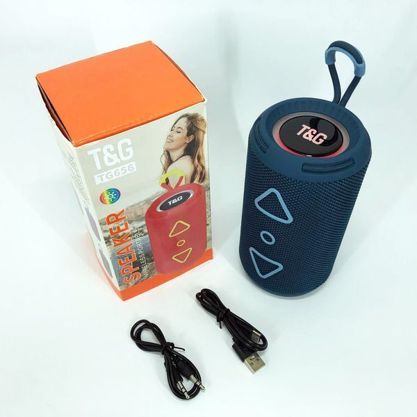 Bluetooth колонка портативна TG656 FM-радіо, потужна переносна акустична колонка. Колір: синій 00017239 фото