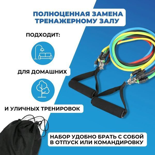 Еспандер гума для зарядок exercise pipe, еспандер гумовий джгут вправи, Фітнес гумки 5 в 1 00014301 фото