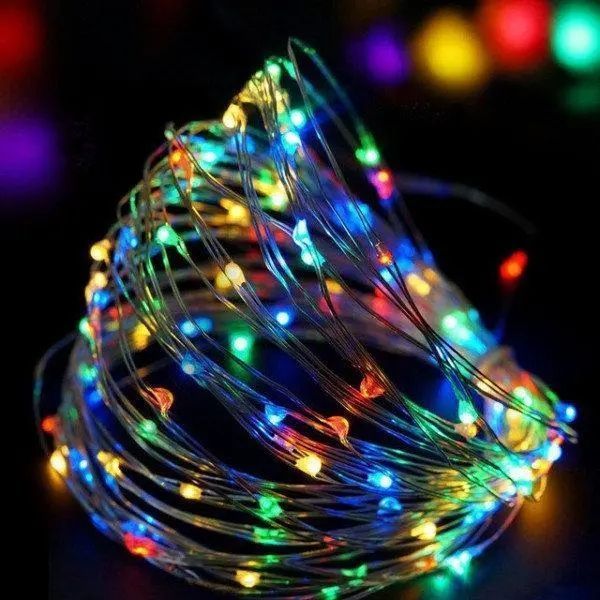 Новогодние гирлянды медная проволочная лампа 100LED 10М БП 5В 220V (СП) RGB RD-7110 00024732 фото