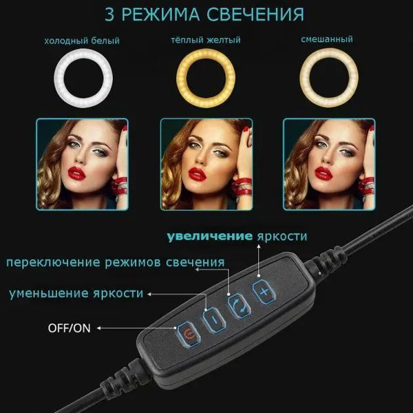 Кольцевая лампа для фото и видео с держателем для телефона RL-21 54 см 00018273 фото