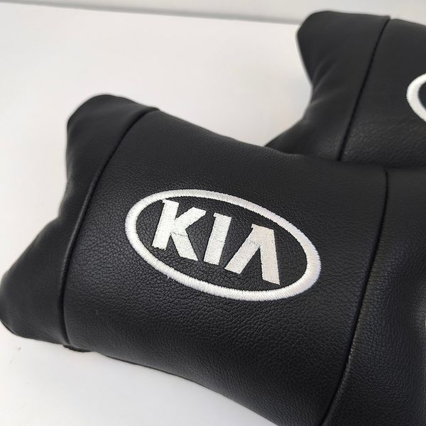 Автодушки 2 шт на подголовник Kia/Киа, натуральная кожа, черные, Подголовник для авто с комфортом 00017028 фото