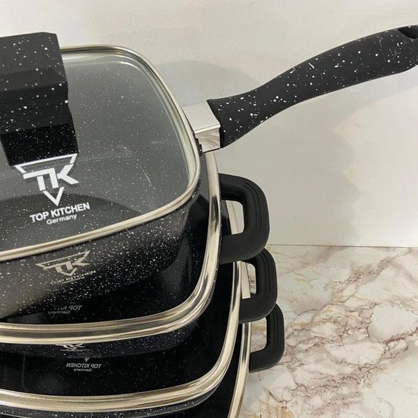 Черный набор посуды с гранитным антипригарным покрытием Top Kitchen TK-00205 10 предметов TК205 фото