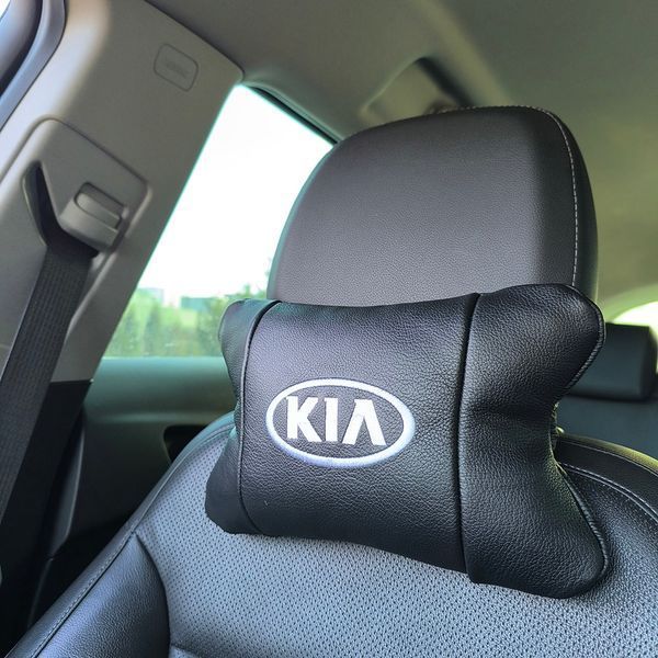 Автодушки 2 шт на подголовник Kia/Киа, натуральная кожа, черные, Подголовник для авто с комфортом 00017028 фото