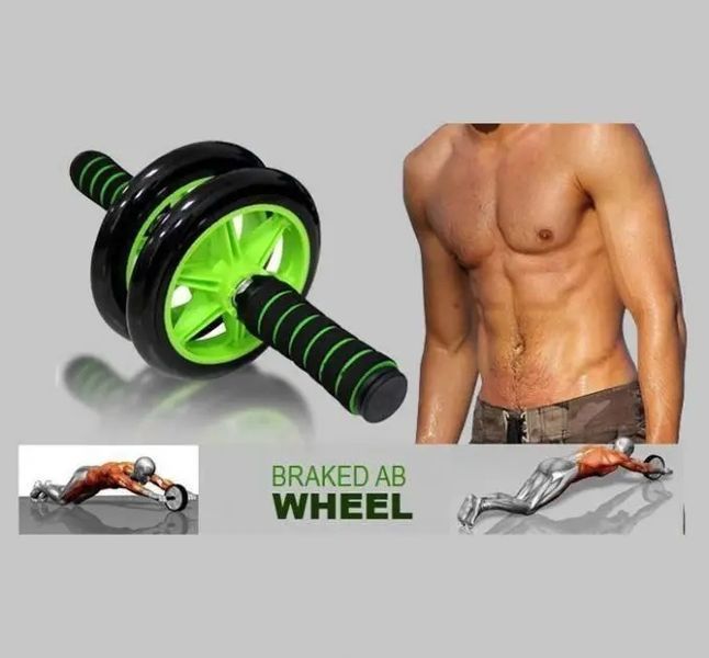 Фітнес колесо для преса DOUBLE WHEEL ABS HEALTH ABDOMEN ROUND, тренажер ролик для преса 00015717 фото