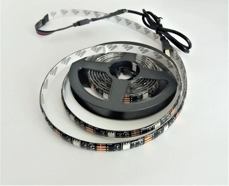 Стрічка світлодіодна RGB 5050 2м з пультом для підсвічування телевізора, монітора, меблів від USB 00024745 фото