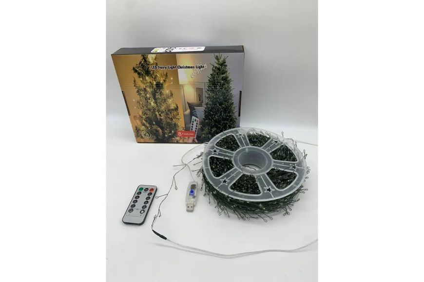 Гірлянда Роса на котушці феєрверк - мішура від USB, 20м, 600LED + пульт Білий 00024900 фото