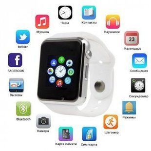 Смарт-годинник Smart Watch A1 розумний електронний зі слотом під sim-карту + карту пам'яті micro-sd. Колір: білий 00022483 фото