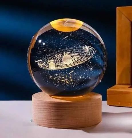 Світлодіодна кришталева куля, декоративна універсальна 3D нічниця, кришталева куля "Серце" 00023655 фото