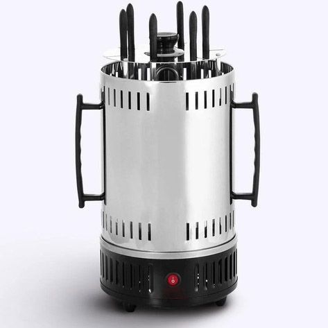 Шашличниця електрична Domotec MS-7781 на 6 шампурів 1000Вт вертикальна з нержавіючої сталі 00020297 фото