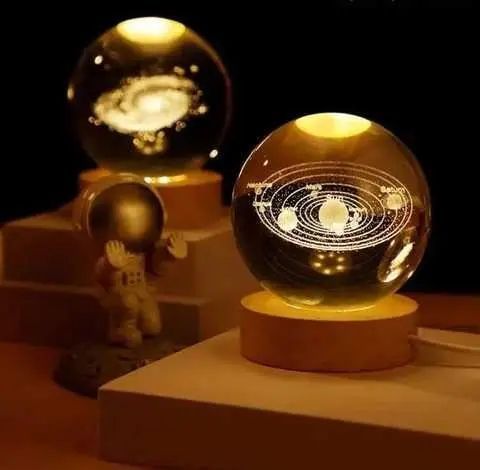 Світлодіодна кришталева куля, декоративна універсальна 3D нічниця, кришталева куля "Серце" 00023655 фото
