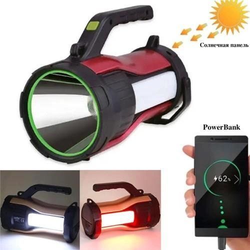 Фонарь кемпинговый переносной с солнечной панелью T96-LED-COB(white+red) power bank, походный фонарь 00022923 фото