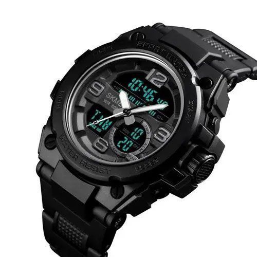 Часы наручные мужские SKMEI 1452BK BLACK, водонепроницаемые мужские часы. Цвет: черный 00022040 фото