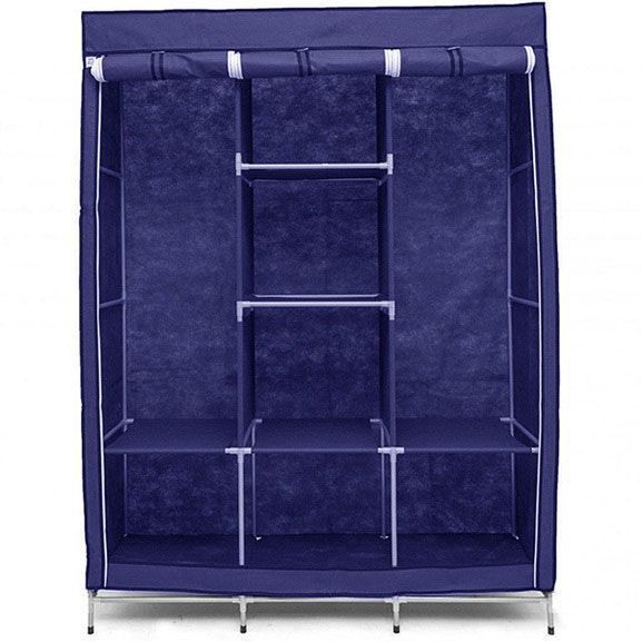 Шафа тканинна 3 секції складана з каркасом STORAGE WARDROBE 175 х 130 х 45 см Каркасна. Колір: синій 00012580 фото
