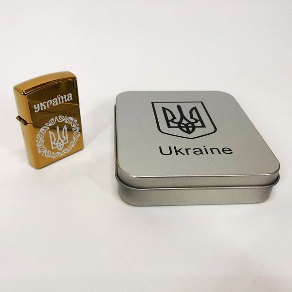 Дуговая электроимпульсная USB Юсб зажигалка Украина металлическая коробка HL-447. Цвет: золотой 00023029 фото