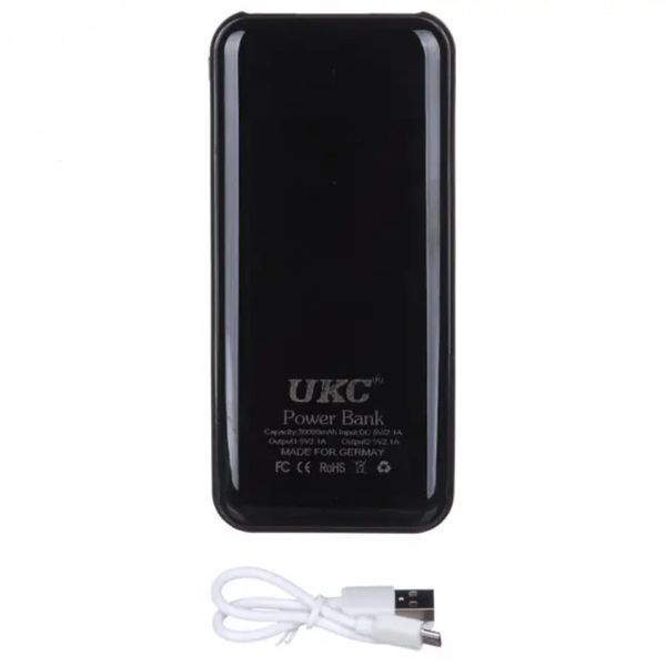 Мобільна зарядка портативна Power Bank 30000 mAh UKC, Зовнішній акумулятор, Зарядка power bank. Колір: чорний 00017455 фото