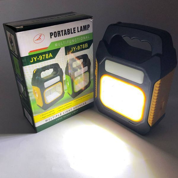 Фонарь переносной JY-978D-LED+12COB, power bank, фонарь светодиодный прожектор. Цвет: желтый 00023399 фото