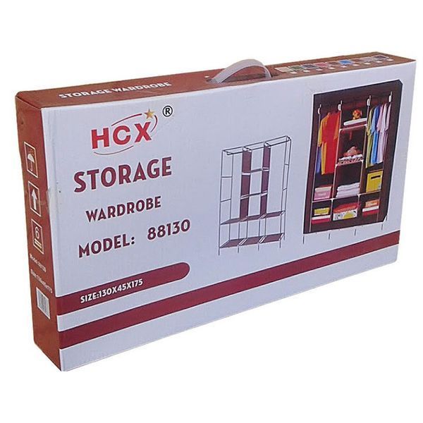 Шафа тканинна 3 секції складана з каркасом STORAGE WARDROBE 175 х 130 х 45 см Каркасна. Колір: синій 00012580 фото