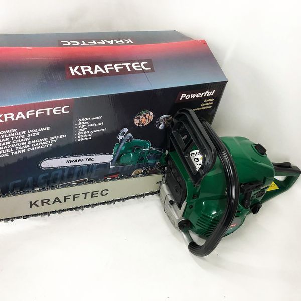 Бензопила цепная 45см KRAFFTEC 5800, Пила цепная бензиновая 00013361 фото