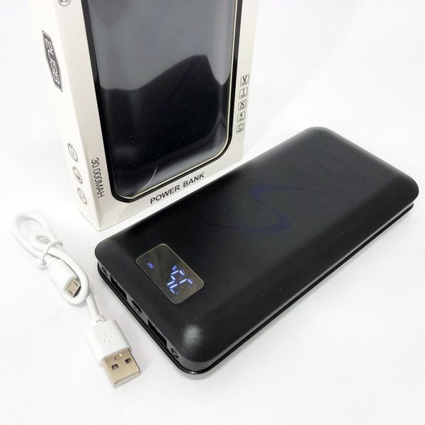 Мобільна зарядка портативна Power Bank 30000 mAh UKC, Зовнішній акумулятор, Зарядка power bank. Колір: чорний 00017455 фото
