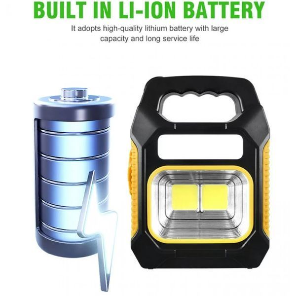 Фонарь переносной JY-978D-LED+12COB, power bank, фонарь светодиодный прожектор. Цвет: желтый 00023399 фото
