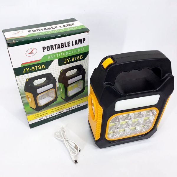 Фонарь переносной JY-978D-LED+12COB, power bank, фонарь светодиодный прожектор. Цвет: желтый 00023399 фото