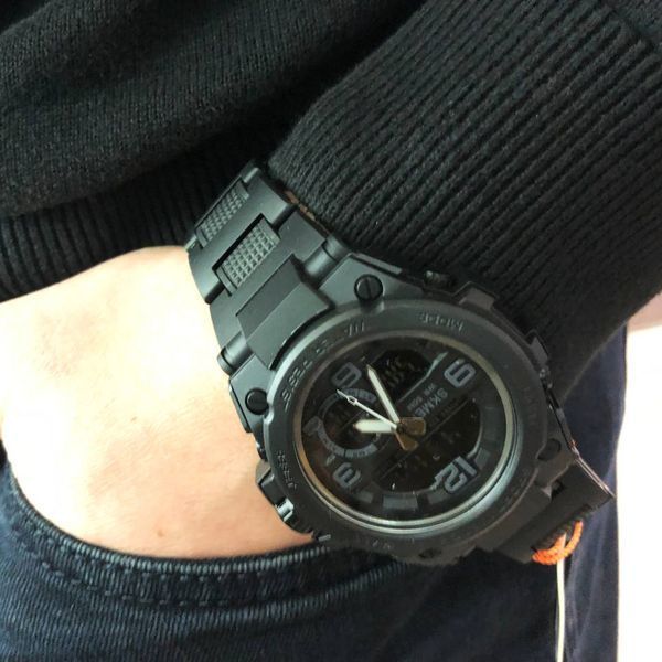 Часы наручные мужские SKMEI 1452BK BLACK, водонепроницаемые мужские часы. Цвет: черный 00022040 фото