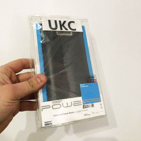 Мобільна зарядка портативна Power Bank 30000 mAh UKC, Зовнішній акумулятор, Зарядка power bank. Колір: чорний 00017455 фото