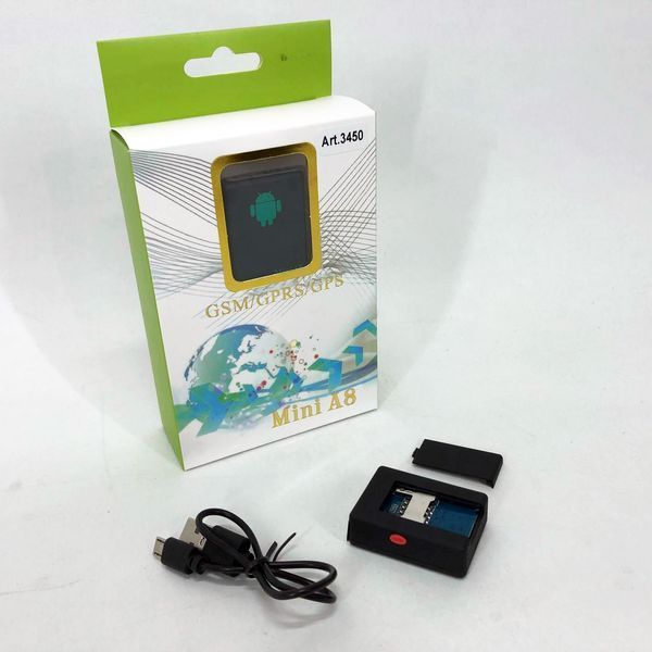Міні GPS трекер через SIM карту А8 з вбудованим мікрофоном, GPS GSM трекер для авто, Маячок 00017266 фото