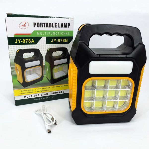 Фонарь переносной JY-978D-LED+12COB, power bank, фонарь светодиодный прожектор. Цвет: желтый 00023399 фото