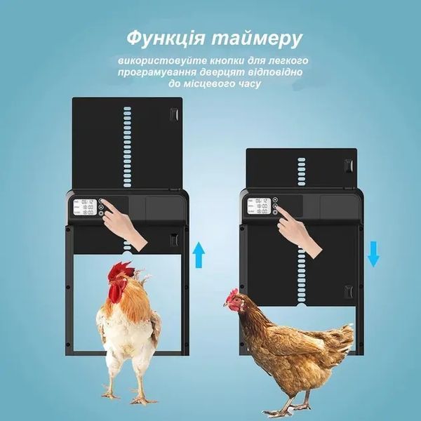 Автоматические двери для курятника с ЖК-дисплеем и таймером, заслонка/ворота для сельскохозяйственных птиц от хищников 00021981 фото