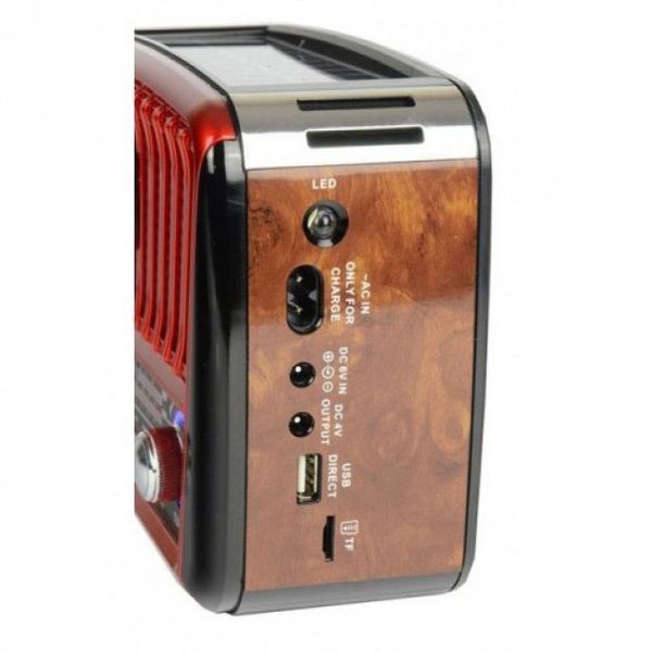 Радиоприёмник Golon RX-455S USB аккумулятор солнечная панель всеволновой радио приемник красный с деревом 00017279 фото