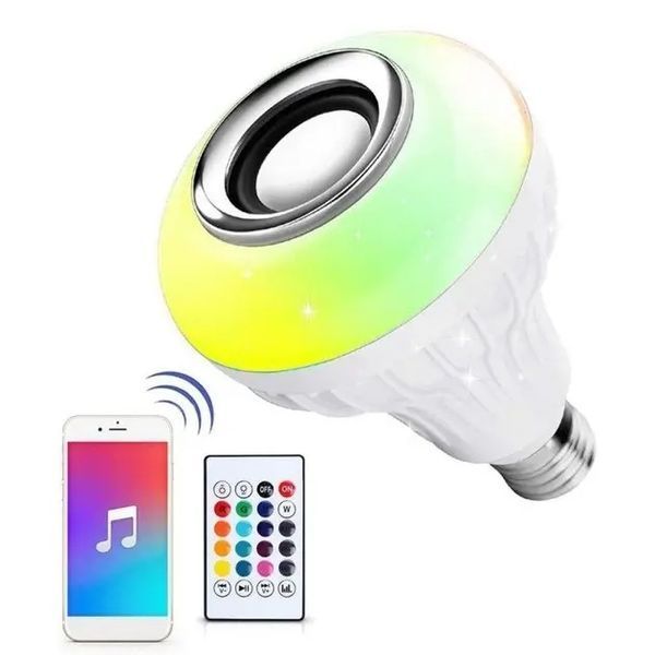 Світлодіодна лампа з Bluetooth колонкою Bulb 12Вт в патрон Е27, RGB світильник з динаміком та пультом PRP 00022495 фото