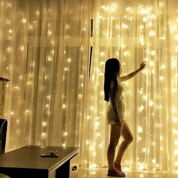 Праздничная гирлянда занавес "Штора" на окно 160LED 2х2м Мультицветная цвет диодов теплый USB 00024361 фото