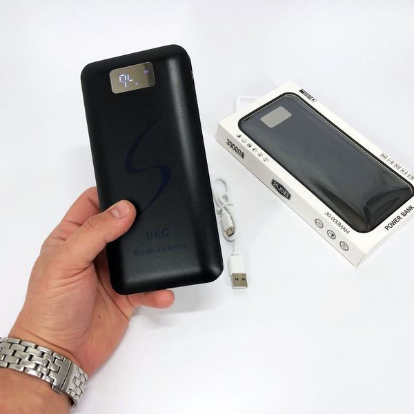 Мобільна зарядка портативна Power Bank 30000 mAh UKC, Зовнішній акумулятор, Зарядка power bank. Колір: чорний 00017455 фото