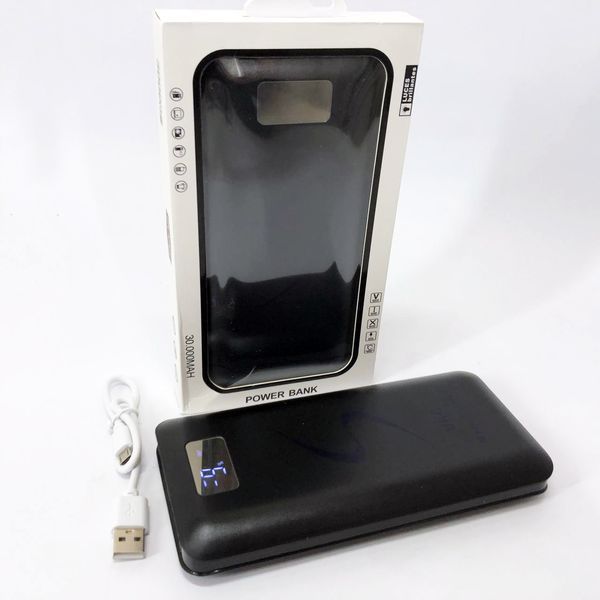 Мобільна зарядка портативна Power Bank 30000 mAh UKC, Зовнішній акумулятор, Зарядка power bank. Колір: чорний 00017455 фото
