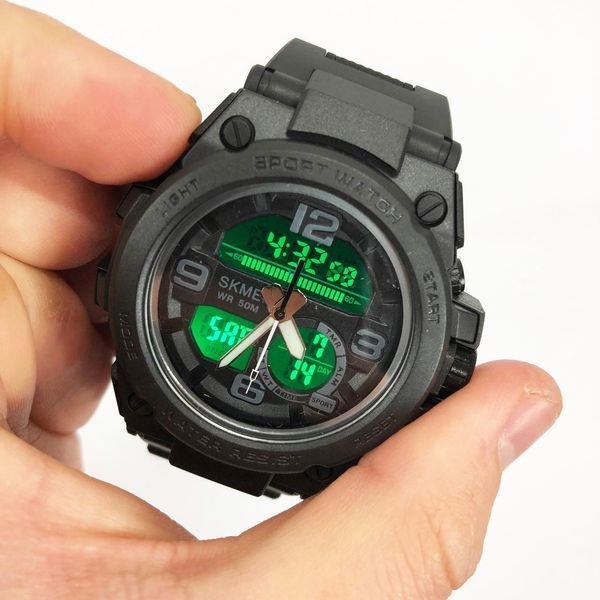 Часы наручные мужские SKMEI 1452BK BLACK, водонепроницаемые мужские часы. Цвет: черный 00022040 фото