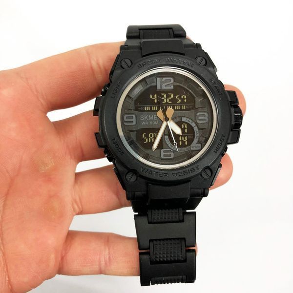 Часы наручные мужские SKMEI 1452BK BLACK, водонепроницаемые мужские часы. Цвет: черный 00022040 фото