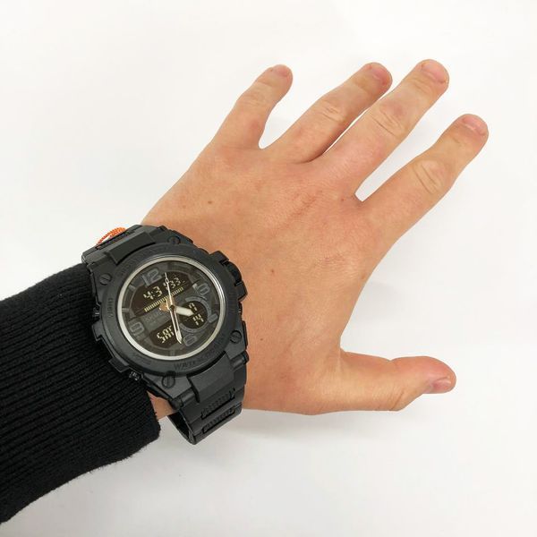Часы наручные мужские SKMEI 1452BK BLACK, водонепроницаемые мужские часы. Цвет: черный 00022040 фото