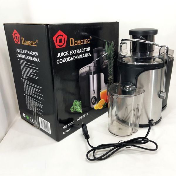 Электрическая соковыжималка Domotec MS-5220/3513 2 скорости отжима 600 W, соковыжималка для моркови 00018967 фото