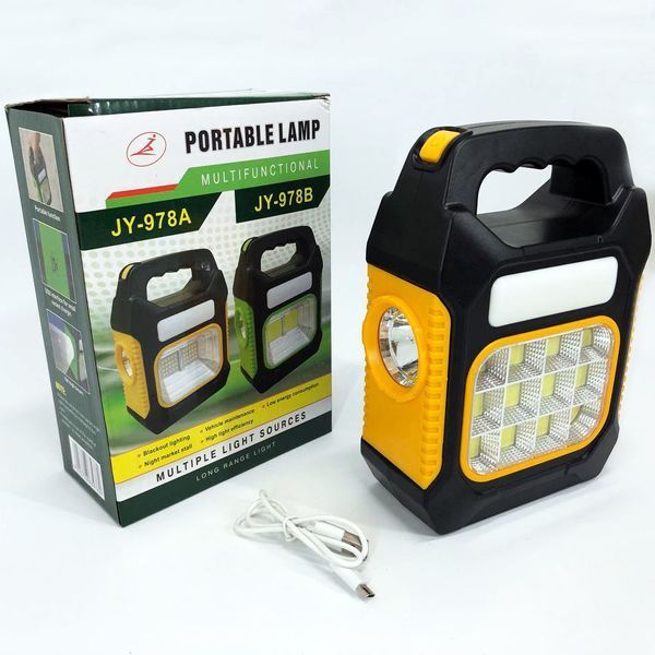 Фонарь переносной JY-978D-LED+12COB, power bank, фонарь светодиодный прожектор. Цвет: желтый 00023399 фото