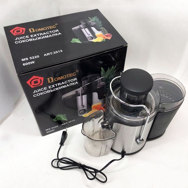 Электрическая соковыжималка Domotec MS-5220/3513 2 скорости отжима 600 W, соковыжималка для моркови 00018967 фото