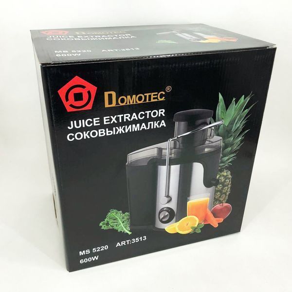 Электрическая соковыжималка Domotec MS-5220/3513 2 скорости отжима 600 W, соковыжималка для моркови 00018967 фото