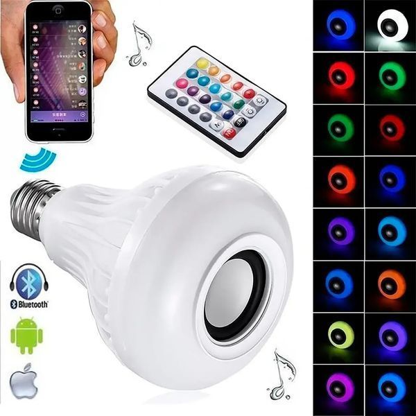 Світлодіодна лампа з Bluetooth колонкою Bulb 12Вт в патрон Е27, RGB світильник з динаміком та пультом PRP 00022495 фото