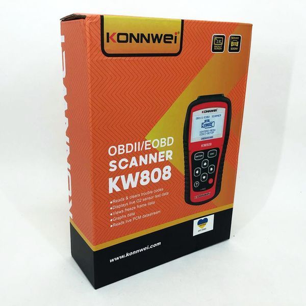 Автомобильный диагностический сканер Konnwei KW808 OBD II/EOBD, Автотестер универсальный Адаптер 00016766 фото