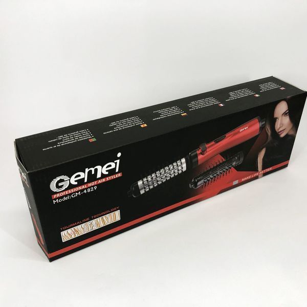 Фен щітка для сушіння волосся, що обертається Gemei GM-4829, Стайлер для укладання, браш повітряний, плойка гребінець 00014412 фото