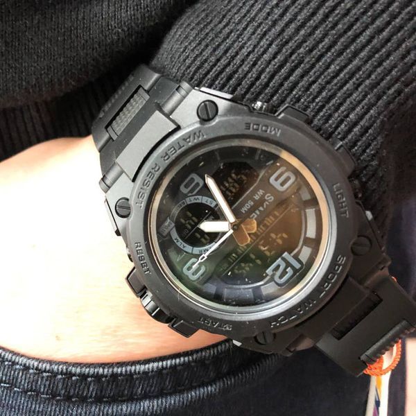 Часы наручные мужские SKMEI 1452BK BLACK, водонепроницаемые мужские часы. Цвет: черный 00022040 фото